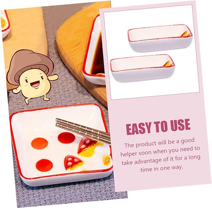 Cabilock 2pcs Mushroom Pattern Ceramic Condiment Dish Seasoning Sauce Plate Dish Appetizer for Cottagecore Kitchen