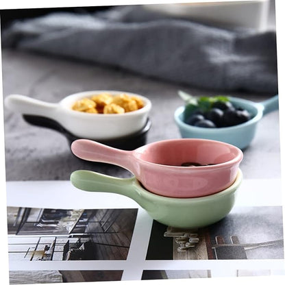 Unique Handle Ceramic Sauce Dishes Snack Plates Seasoning Bowls White for Restaurants Homes