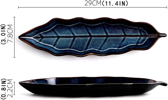 Snack Plate Ceramic Appetizer Plate Fast Food Plate Sushi Plate Fruit Set Plate Leaf-Shaped Tableware Snack Plate Sauce Plate Snack Tray (Color : A)