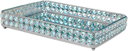 Qianly Vanity Tray Serving Tray Mirror Tray Perfume Tray for Bars Cafes Restaurants Offices, Silver