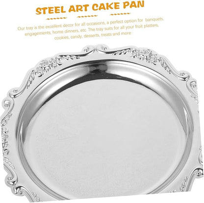 Cabilock Elegant Wrought Serving Tray Vintage Dessert Platter for Snacks Jewelry Display and Home Decor Sturdy Multifunctional Snack Serving Dish for Parties