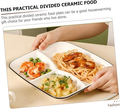 Divided Serving Plate Set Ceramic Dinnerware Set of Square Plates for Appetizer Cake Dessert Grill Meat Fish Sandwich Fruit