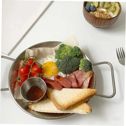 1pc Party Food Plate with Double Handles Snack Tray for Serving Salad for Afternoon Tea Bbqs Camping and Family Gatherings