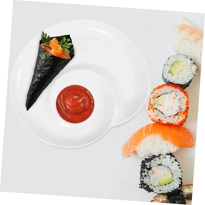 Zerodeko Ceramic Plate Divided Dumpling Serving Dish Party Platter Sauce Holder
