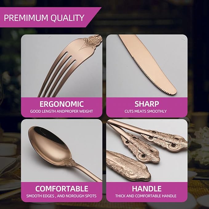 25-piece Silverware Set, Stainless Steel Cooking Flatware Serving Set, Flatware Cutlery Set For Home Kitchen Restaurant Hotel, Tableware Set Service for 5, Dishwasher Safe