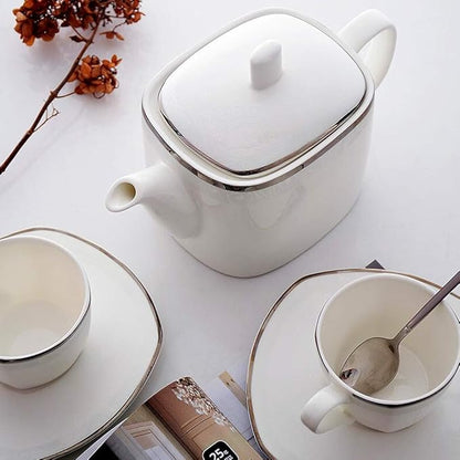 Elegant Fine Dinnerware Set,White Porcelain Dinnerware Set, Ceramic Plates and Bowls Sets, Vintage Lounge Round Dishes Set Dinner Plates for Kitchen Dining, Service for 10