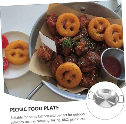 Stainless Steel Dinner Plate Party Serving Trays Snack Plate Salad Dish Kitchen Tableware Silver