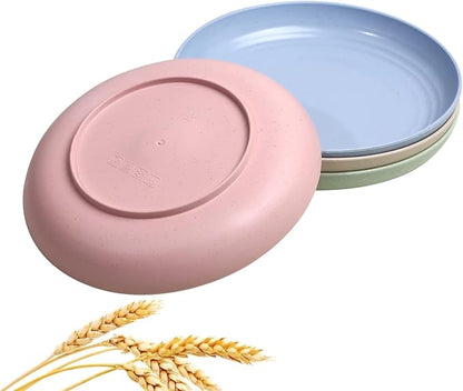 Wheat Straw Plates Lightweight Unbreakable Dinner Dishes Plates Set Dishwasher & Microwave Safe (Extra Large 8 Pack 10')