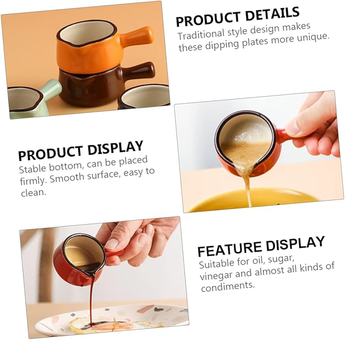 Healifty 2Pcs Flavor Dishes Appetizer Plates for Dipping Sauces Seasoning Containers Capacity Cute Design for Condiments Easy to Clean