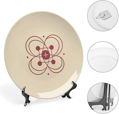 Decorative Plate 7inch Bone China Dessert Plates with Display Stand Ornament Ceramic Plates Simple Icon Art Crafts Porcelain Plate for Home Club Living Room