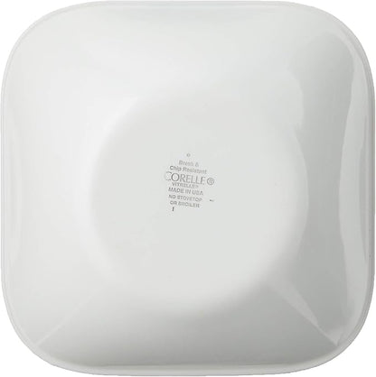 Corelle Vitrelle 6-Piece (22-Oz) 6.25" Wide Cereal Soup Bowls, Triple Layer Glass and Chip Resistant, Lightweight Square Dinnerware Bowl Set, Splendor