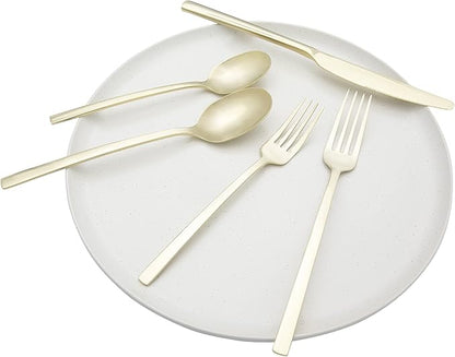Cambridge Silversmiths Beacon Champagne Satin 20 Piece Flatware Set, Service for 4, Champagne Gold