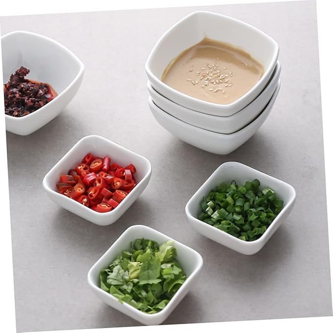 PRETYZOOM 8pcs Sauce Dipping Plates Small Appetizer Dishes Ceramic Seasoning Plates for Kitchen Restaurant