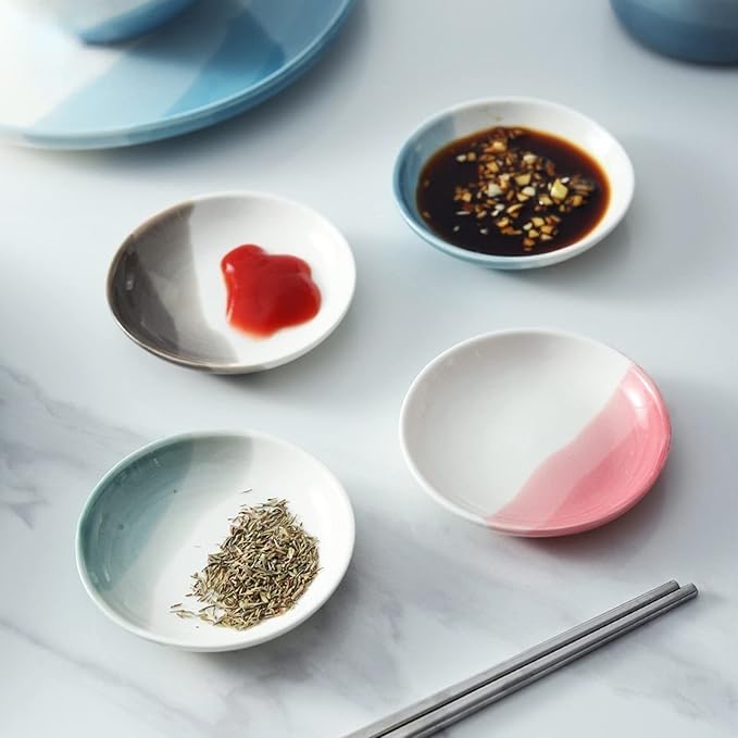 Appetizer Plate Dipping Bowl Ceramic Saucer Multipurpose Sauce Plate Dessert Side Dish Kitchen Tableware Restaurant Utensils 1 Pcs Snack Plate Sauce Dipping，Onecolor