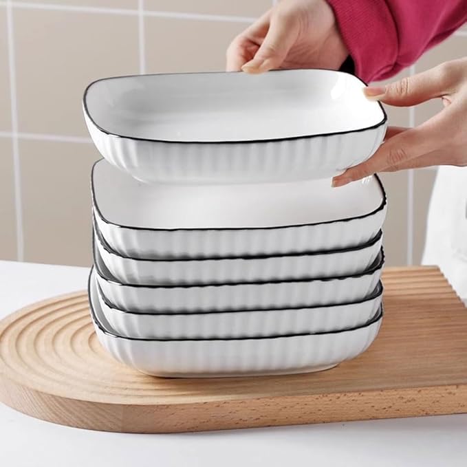 SONGCHAO Party Supplies Nordic Style Plate Set Household Dish Plate Ceramic Square Plate Creative Personality Vertical Plate Simple Tableware Set Party Plates