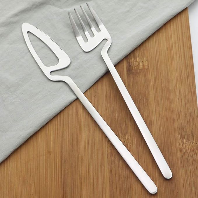 18/10 Stain Flatware Serving Set Silverware Set 304 Stainless Steel Flatware Cutlery Set| 4-Piece Adaline Royal Modern Matte Finish|Christmas Birthday Wedding Gift (Silver)