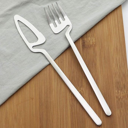 18/10 Stain Flatware Serving Set Silverware Set 304 Stainless Steel Flatware Cutlery Set| 4-Piece Adaline Royal Modern Matte Finish|Christmas Birthday Wedding Gift (Silver)