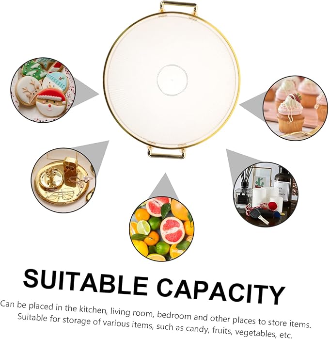 Alipis Round Dual-Handled Serving Tray Elegant Tea and Fruit Tray for Home Use Kitchen Accessory for Entertaining and Parties