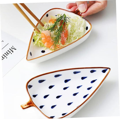 Alipis Leaf Shaped Ceramic Seasoning Dish Random Pattern Snack Plate for Dipping Sauces Fruits Nuts and Condiments Versatile Appetizer Bowl for Home Kitchen Bbq and Parties
