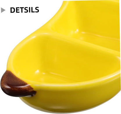 MERRYHAPY Fruit Shaped Snack Serving Dish Ceramic Banana Appetizer Plate for Decorative Dessert Bowl for Ketchup Chips for Photography and Parties