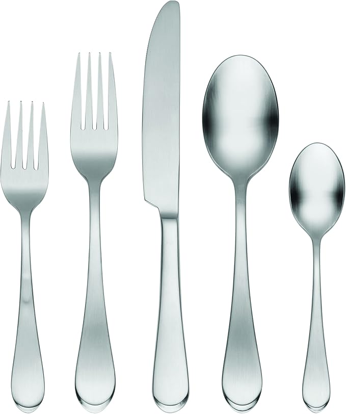 Oneida H326045Al20 Satin Icarus 45 Piece Everyday Flatware Set, Service For 8