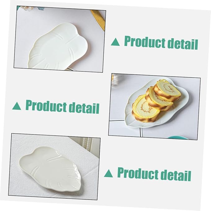 Ceramic Leaf-shaped Serving Plate for Appetizers and Desserts Versatile Food Storage Dish for Parties Breakfast and Snacks White Easy to Clean