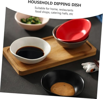 ABOOFAN 4pcs Ceramic Sauce Dipping Dish Mini Plates for Condiments Vinegar Soy Sauce Appetizers and Seasoning White Black Color Options