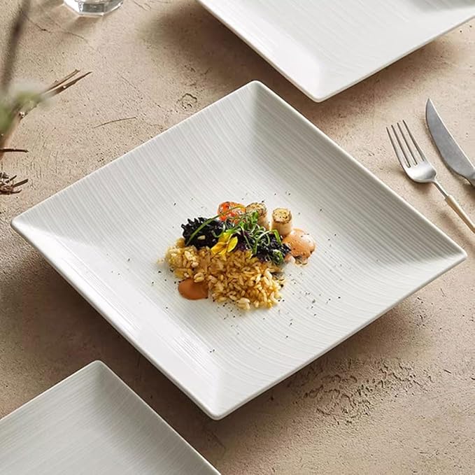 SONGCHAO Party Supplies White Porcelain Square Dinner Plate Home Kitchen Salad Plate Restaurant Western Food Plate Appetizer Plate Party Plates (Color : 6.4in)