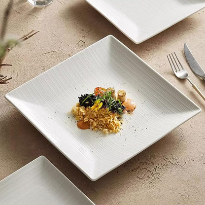 SONGCHAO Party Supplies White Porcelain Square Dinner Plate Home Kitchen Salad Plate Restaurant Western Food Plate Appetizer Plate Party Plates (Color : 6.4in)