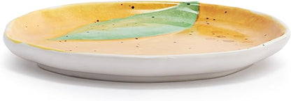 DEMDACO Decorative Serving Dining Dish Appetizer Plate, 8 Inch Ceramic Stoneware, Orange Citrus