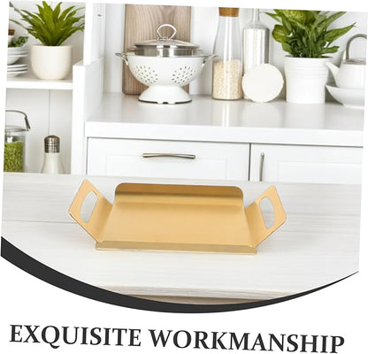 Decorative Stainless Steel Serving Tray Platter with Handles Multipurpose Design for Tea Baking Desserts Snacks Enhanced Thickness for Heavy-Duty Use