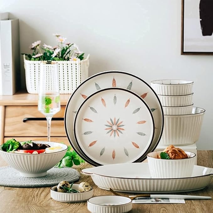 38 Pcs Dinnerware Sets, Chinese Style Porcelain Tableware Set with Plates and Bowls, White Ceramic Dinner Set for Home Kitchen and Dinning, Microwave and Dishwasher Safe,White-23pcs