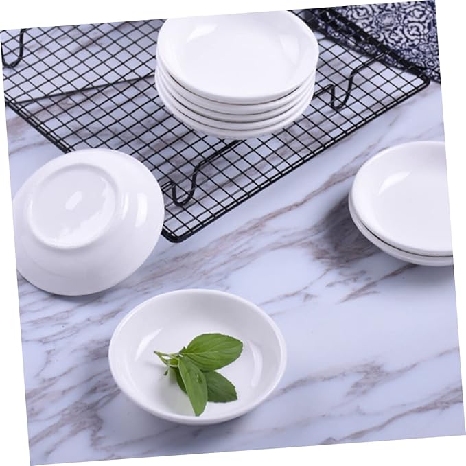 GLEAVI 6pcs Ceramic Sauce Dishes Condiment Plates Simple Design for Appetizers Dipping for Dinner Parties Home Use