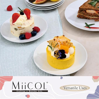 Miicol Small Dessert Plates Set of 6, Ceramic White Appetizer Plates 6 Inch, Mini Porcelain Serving Plate for Cake, Bread, Salad, Snack