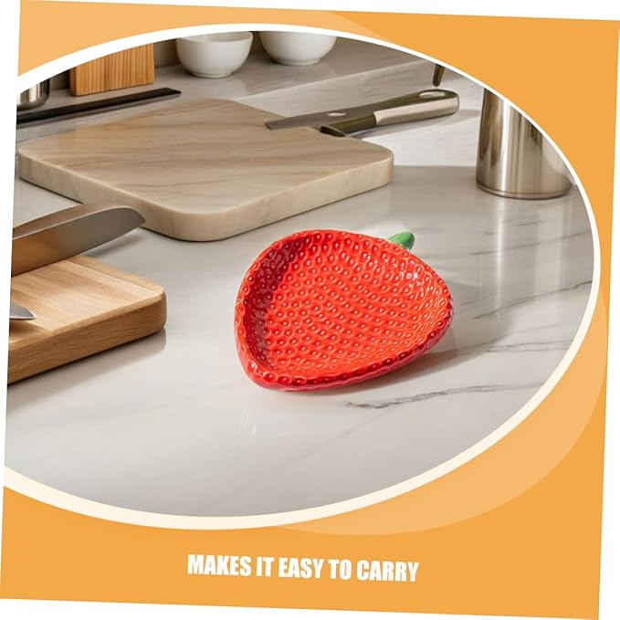 Zerodeko Strawberry Shaped Ceramic Appetizer Plates Charming Porcelain Snack Dish for Sushi Pastries and Desserts Compact and Portable for Home Gatherings and Outdoor Picnics