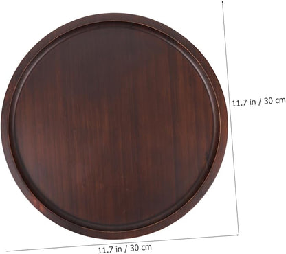 Bamboo Serving Tray Creative Wooden Pizza and Cake Display Tray Walnut Color Multi-use for Home Coffee Table and Events
