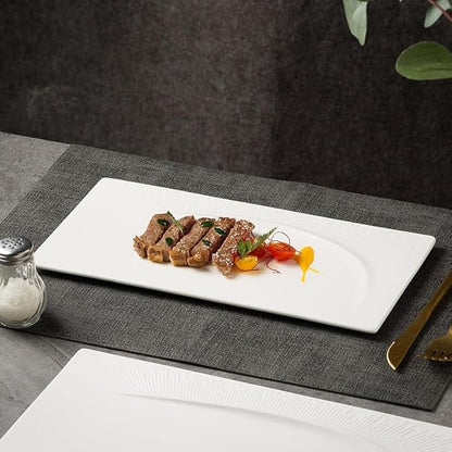 Kitchen Plates Creative Pure White Flat Plate Western Restaurant Steak Plate Simple Ceramic Tableware Restaurant Plates(Small)