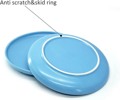 8 Inch Dinner Plates, Matte Blue Ceramic Plates Set of 3, Scratch, Microwave & Dishwasher Safe