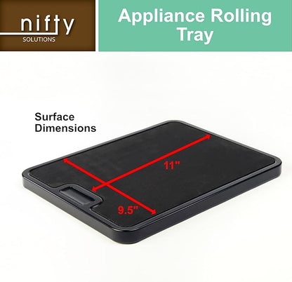 Nifty Small Appliance Rolling Tray, White – Kitchen Caddy Sliding Tray, Integrated Rolling System, Non-Slip Pad Top, Sliding Tray for Coffee Maker, Stand Mixer, Blender, Toaster