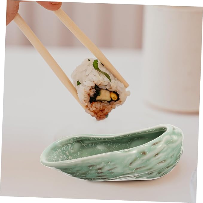 LIFKOME Cute Sushi Plates Ceramic Food Trays Oyster Shell Decor for Modern Cuisine
