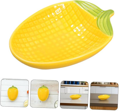 2Pcs Corn Shaped Ceramic Dipping Tray Microwave Safe Porcelain Appetizer Plates for Dips Nuts Snacks for Parties and Entertaining