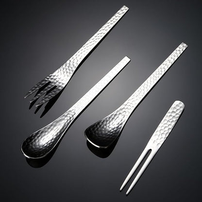 Stainless Steel Flatware serving set,Home Kitchen Eating Tableware Set,Dishwasher Safe,For Home Kitchen Restaurant Hote 1/4/6/8/10/12 Pieces 304 Stainless Steel Dessert Fork Ice Cream Fork Hammered Ca