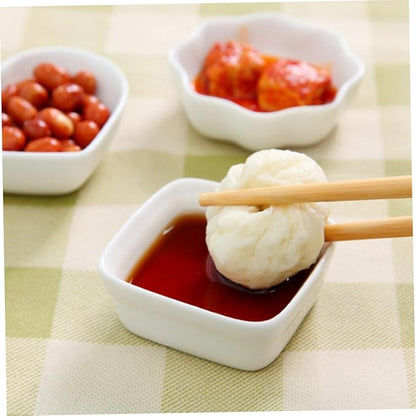 2PCS White Ceramic Dipping Dishes Japanese Style Porcelain Appetizer Plates for Sauces Seasonings and Condiments Elegant for Kitchen Dining
