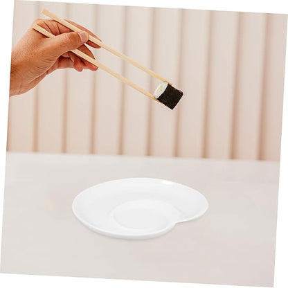 Divided Dumpling and Sushi Serving Plate 9-Inch Ceramic Dish with Dipping Sauce Bowl for Snacks and Appetizers for Home and Restaurant Use