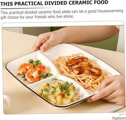 PRETYZOOM Ceramic Divided Dinnerware for Party Plates Meal Prep Containers Easy to Clean for Appetizers and Desserts