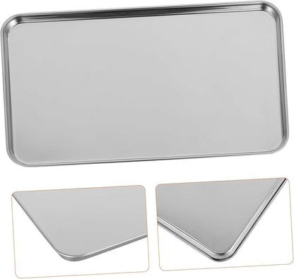 Rectangular Stainless Steel Serving Tray Practical Food Plate for Restaurants and Hotels Silver Non-Slip Design for Catering and Buffet