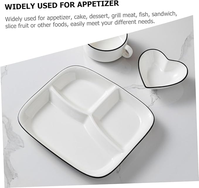 PRETYZOOM Ceramic Divided Dinnerware for Party Plates Meal Prep Containers Easy to Clean for Appetizers and Desserts