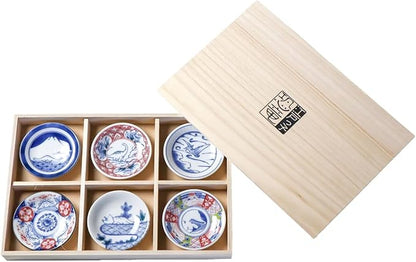 Dinosaur Mini Plate Set Made in Japan – 6pcs Mino Ware Porcelain Dishes for Kids | Sushi, Soy Sauce, Bento, Snacks | Gift Boxed, Microwave & Dishwasher Safe