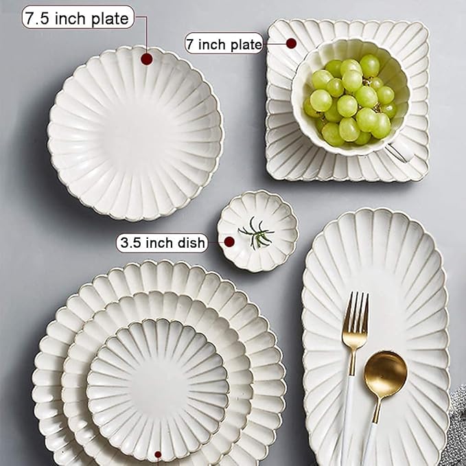 26 Pcs Dinnerware Sets, Porcelain Tableware Set with Plates and Bowls, White Ceramic Dinner Set for Home Kitchen and Dinning, Microwave and Dishwasher Safe, Service for 4(White-18pcs)