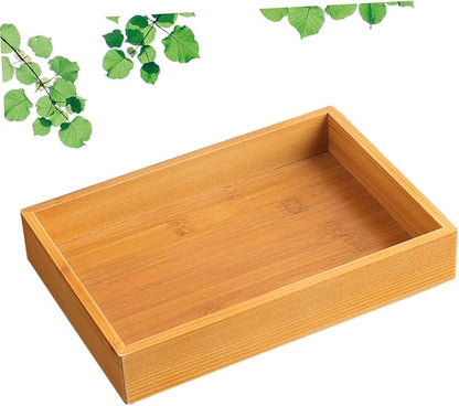 Cabilock Wooden Serving Tray Rectangular Multifunctional Desktop Food Plate for Home Kitchen Storage for Snacks Desserts Elegant